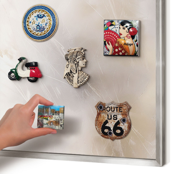 Souvenir magnet display board with a silver frame Soft lightness