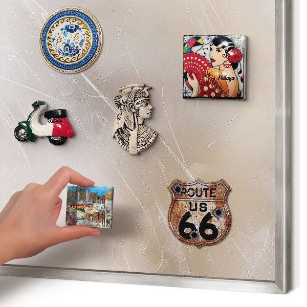 Souvenir magnet display board with a silver frame Soft lightness