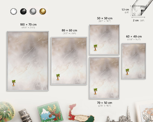 Souvenir magnet display board with a silver frame Soft lightness