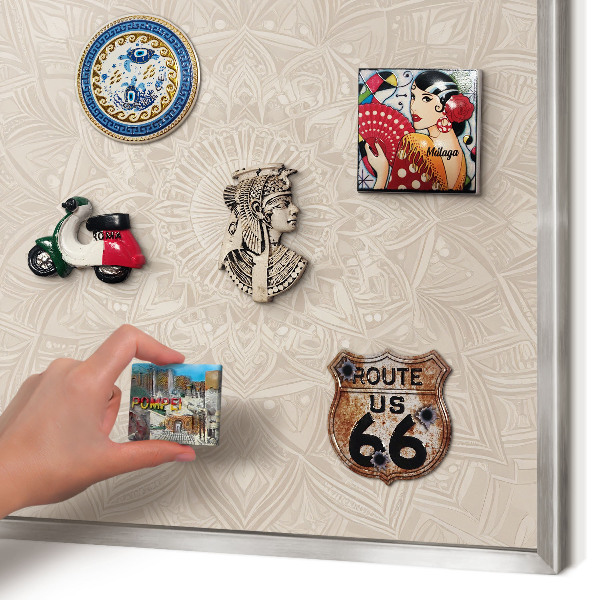 Printed magnet board in a silver frame Decorative mandala