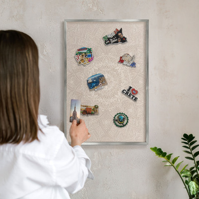 Printed magnet board in a silver frame Decorative mandala