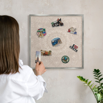 Printed magnet board in a silver frame Decorative mandala