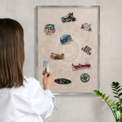 Printed magnet board in a silver frame Decorative mandala