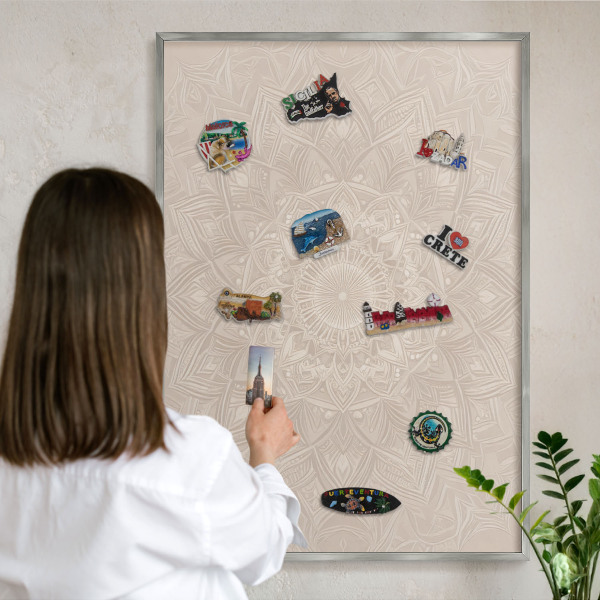 Printed magnet board in a silver frame Decorative mandala