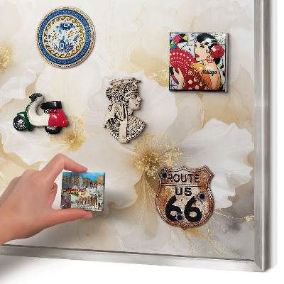 Printed magnet board in a silver frame Pastel flowers