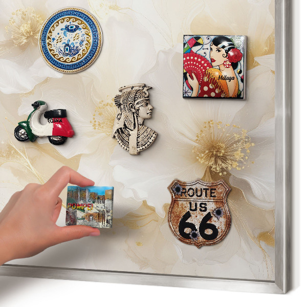 Printed magnet board in a silver frame Pastel flowers