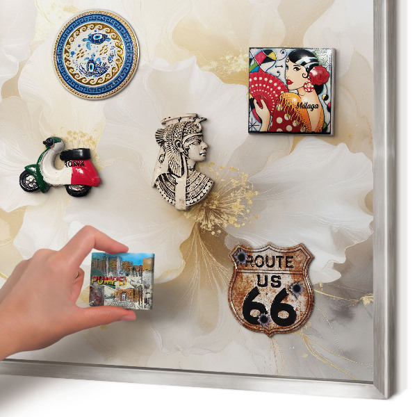 Printed magnet board in a silver frame Pastel flowers