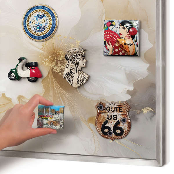 Printed magnet board in a silver frame Pastel flowers