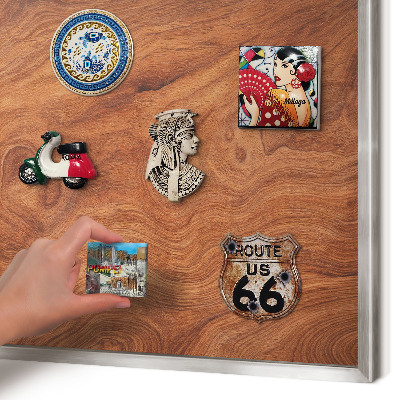 Printed magnet board in a silver frame Wood grain
