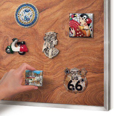 Printed magnet board in a silver frame Wood grain