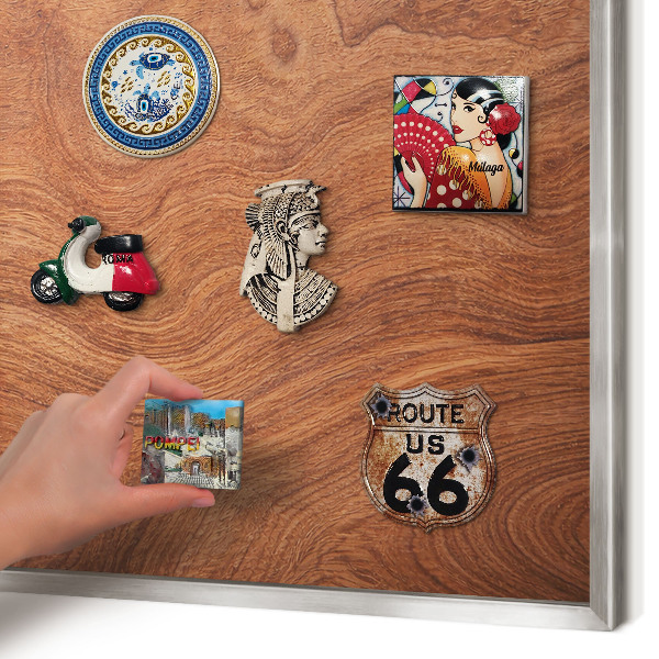 Printed magnet board in a silver frame Wood grain