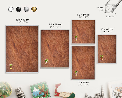 Printed magnet board in a silver frame Wood grain