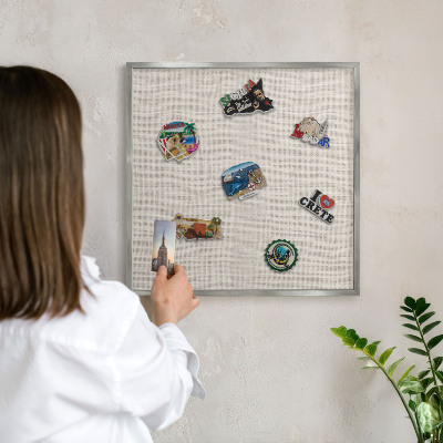 Printed magnet board in a silver frame Subtle elegance