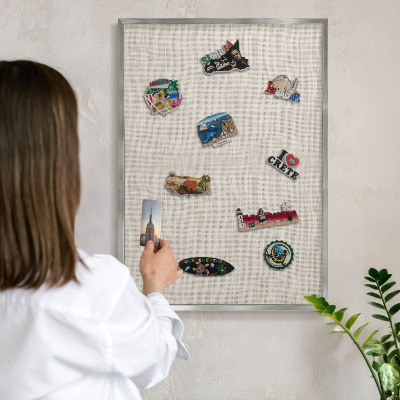 Printed magnet board in a silver frame Subtle elegance