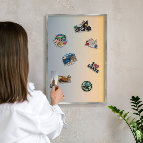 Printed magnet board in a silver frame Pastel gradient