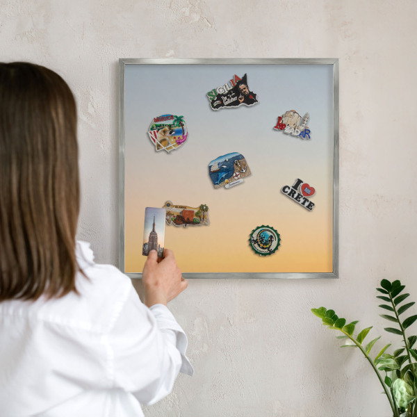 Printed magnet board in a silver frame Pastel gradient