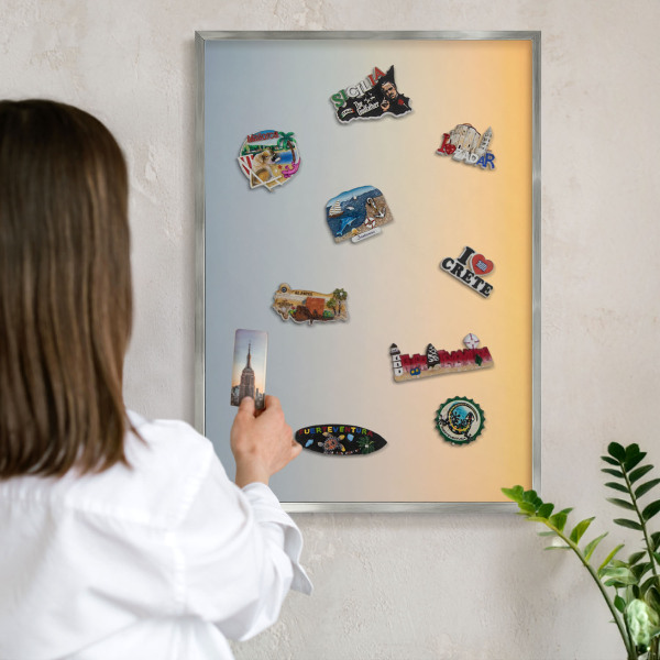 Printed magnet board in a silver frame Pastel gradient