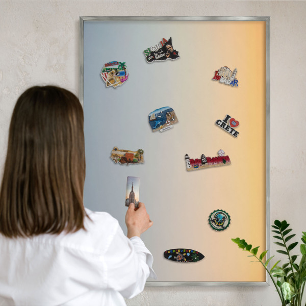 Printed magnet board in a silver frame Pastel gradient