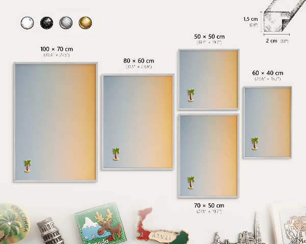 Printed magnet board in a silver frame Pastel gradient