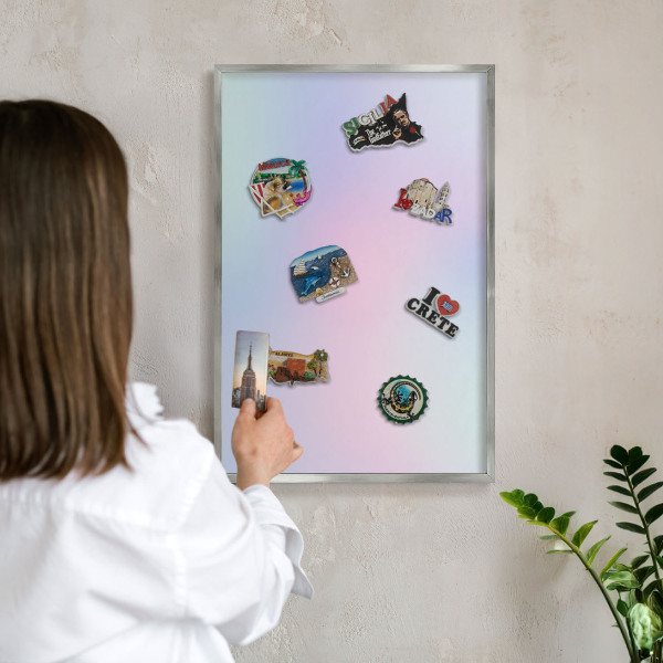 Printed magnet board in a silver frame Pastel gradient