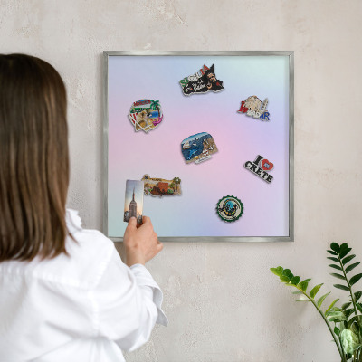 Printed magnet board in a silver frame Pastel gradient