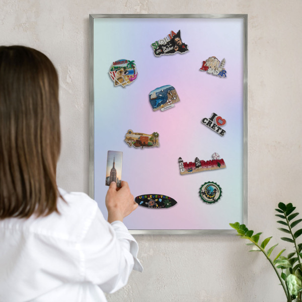 Printed magnet board in a silver frame Pastel gradient