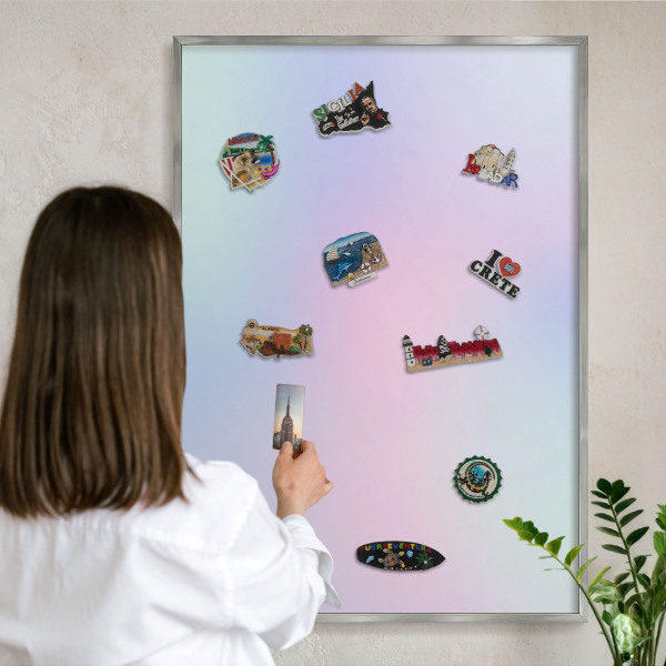 Printed magnet board in a silver frame Pastel gradient