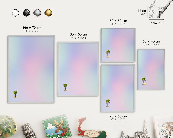 Printed magnet board in a silver frame Pastel gradient