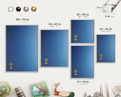 Souvenir magnet display board with a silver frame Blue gradients
