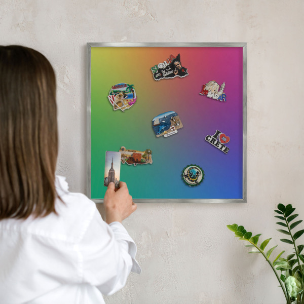 Printed magnet board in a silver frame Rainbow gradient