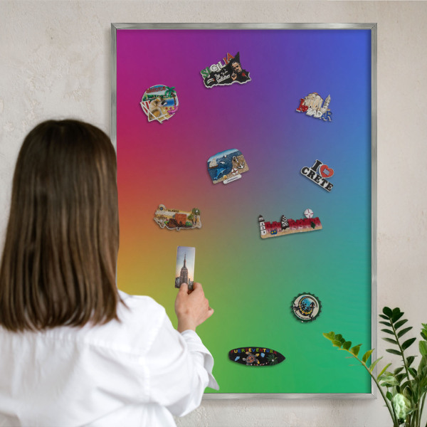 Printed magnet board in a silver frame Rainbow gradient
