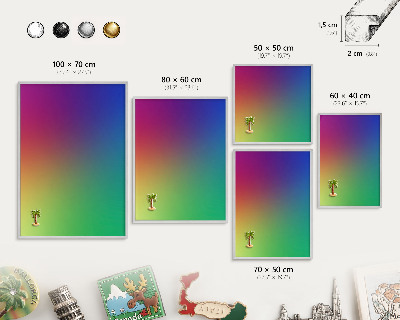 Printed magnet board in a silver frame Rainbow gradient