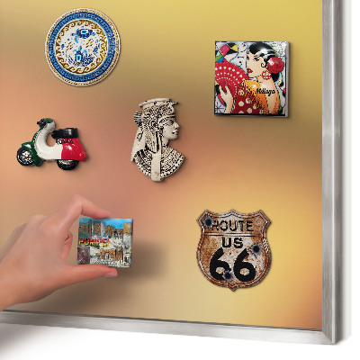 Souvenir magnet display board with a silver frame Colorful glow