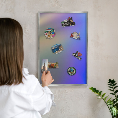 Printed magnet board in a silver frame Subtle gradient