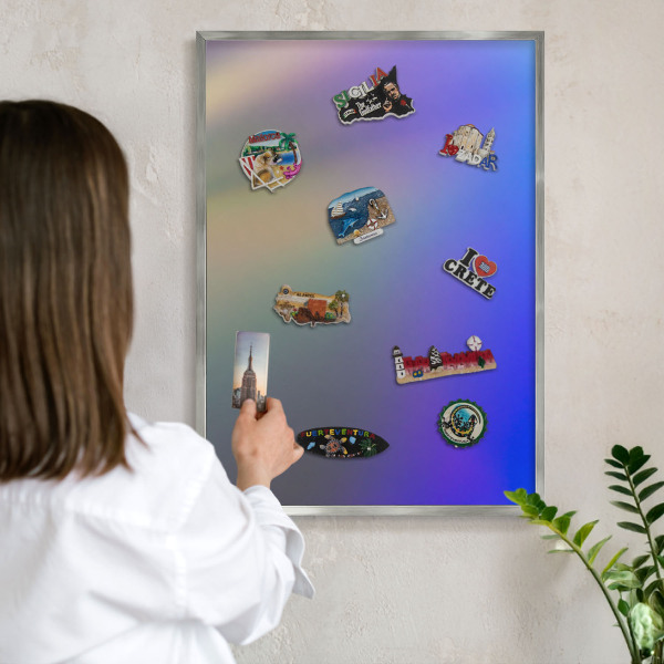 Printed magnet board in a silver frame Subtle gradient