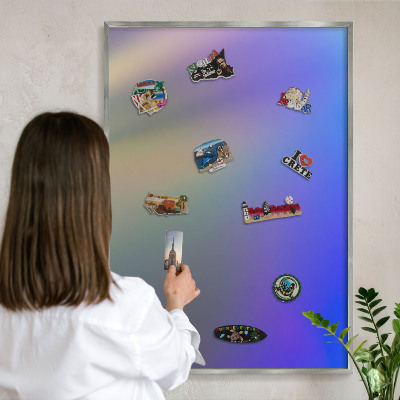Printed magnet board in a silver frame Subtle gradient