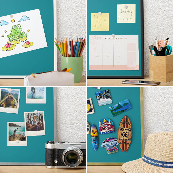 Printed magnet board in a silver frame Cool turquoise