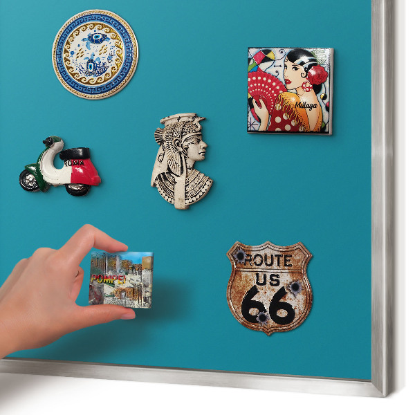 Printed magnet board in a silver frame Cool turquoise