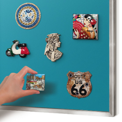 Printed magnet board in a silver frame Cool turquoise