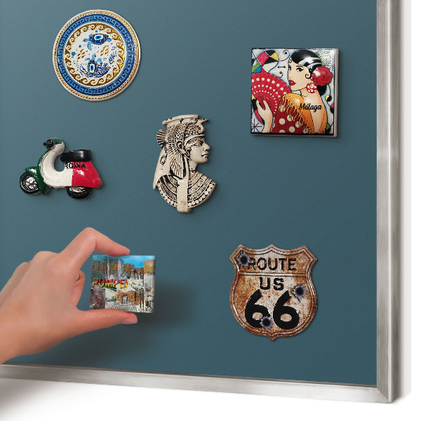 Printed magnet board in a silver frame Dark turquoise