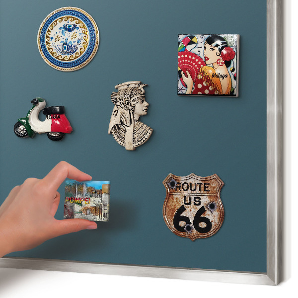 Printed magnet board in a silver frame Dark turquoise