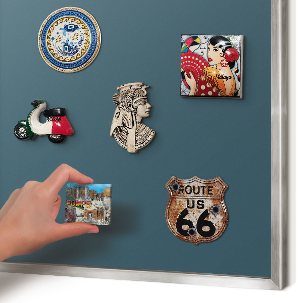 Printed magnet board in a silver frame Dark turquoise