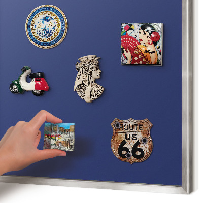 Printed magnet board in a silver frame Vivid navy blue