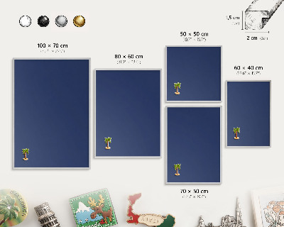Printed magnet board in a silver frame Vivid navy blue