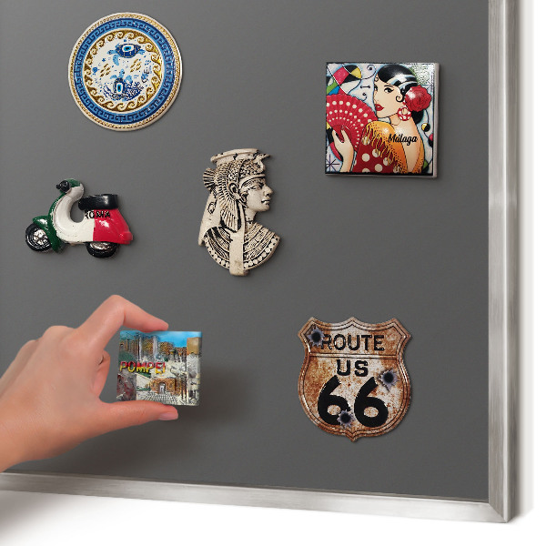 Printed magnet board in a silver frame Dark gray