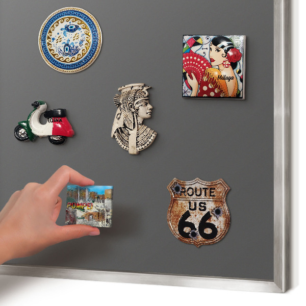 Printed magnet board in a silver frame Dark gray