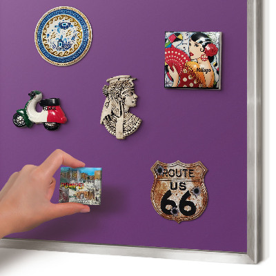 Printed magnet board in a silver frame Strong purple