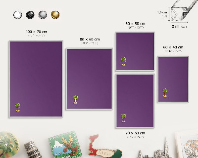 Printed magnet board in a silver frame Strong purple