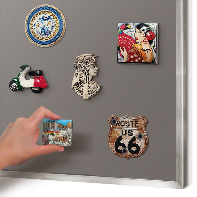 Souvenir magnet display board with a silver frame Dark gray
