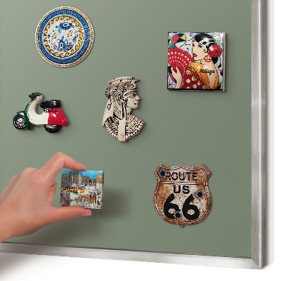 Printed magnet board in a silver frame Dark sage